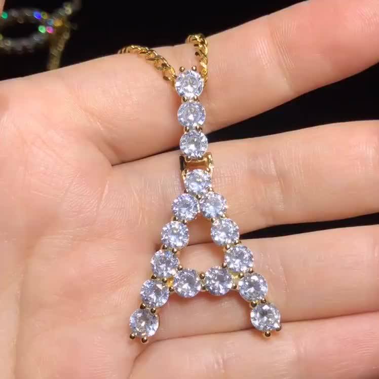 Latest Trend Jewelry 18k Gold Plated Cubic Zirconia Cz Pendant Initial