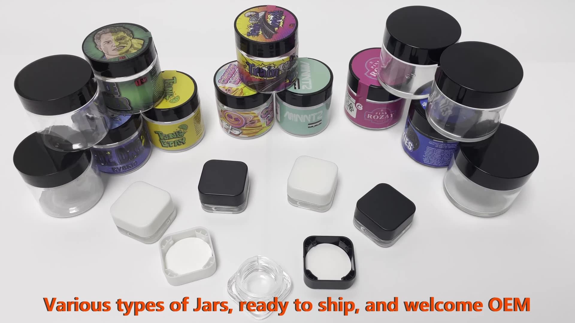 Mini Glass Jar Bottle Custom Sticker 5ml Wax Oil Extract Square Glass