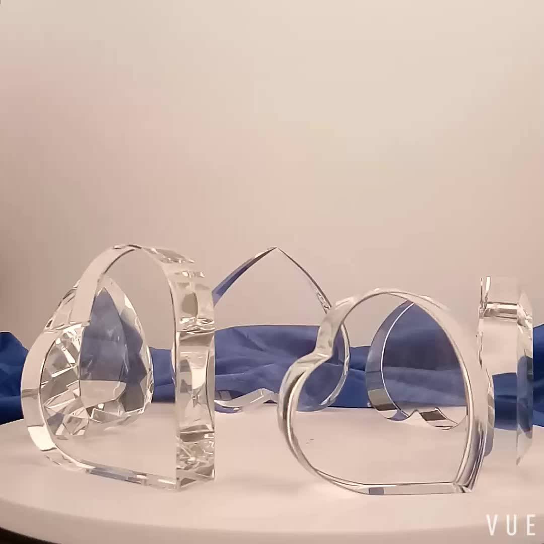 High Quality Crystal Glass Heart Raw Crystal K9 Glass Blank Heart Block