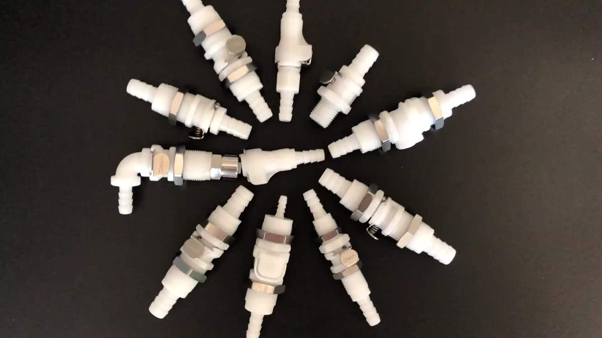 1/4" Plastic Quick Release Shaft Hose Valved Coupling For Air/water