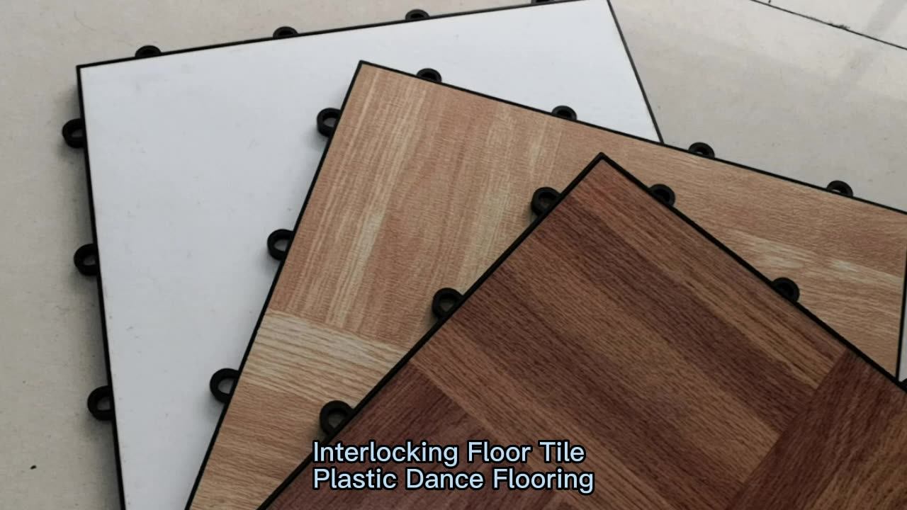Plastic Interlocking Dance Floor Tiles Wood Texture Look Vinyl Flooring