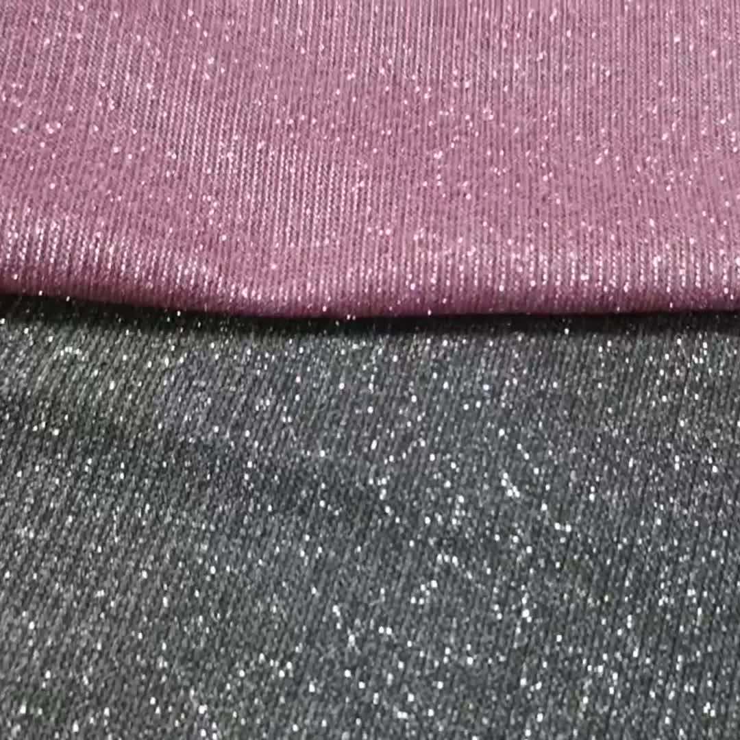Glitter Metallic Fabric Material Supplier Lame Knitted Pink Glitter