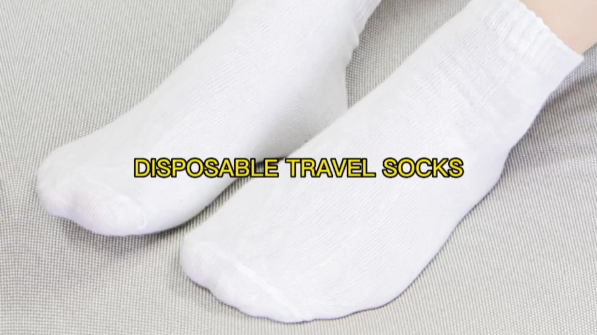 High Crew Length Disposable Travel Socks For Men And Women Unisex Sheer Pattern Thick Polyester