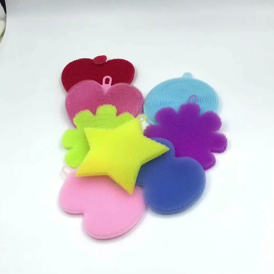 2017 Silicone Dish Sponge Washing Brush Scrubber Household Cleaning