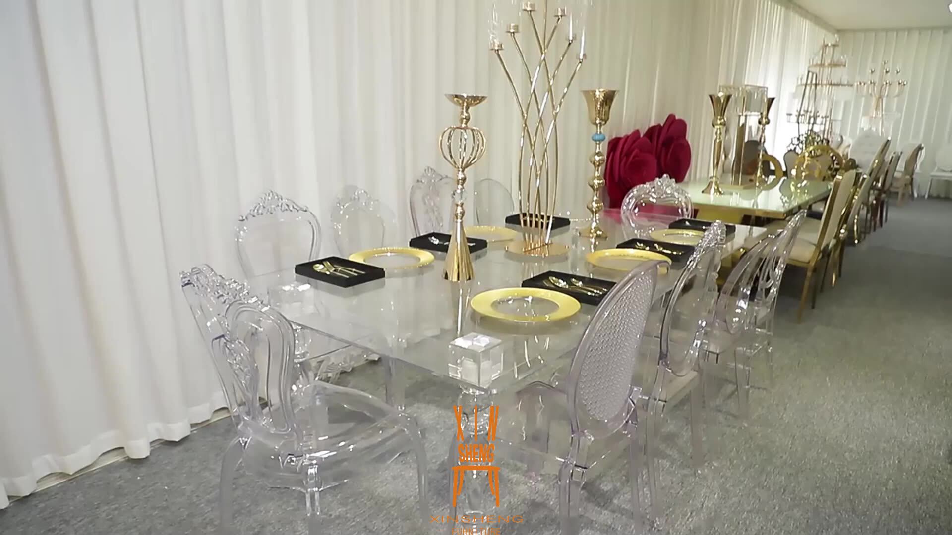 激安セール！透明アクリル製長方形ダイニングテーブル（結婚式用