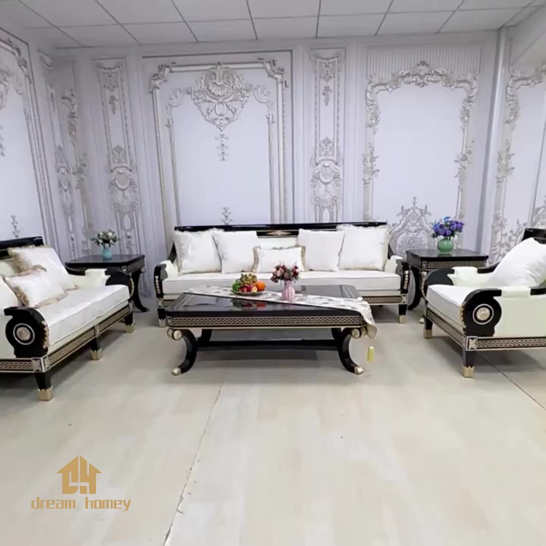 Three Seats High End Luxury European Leather Sofa Combination Living