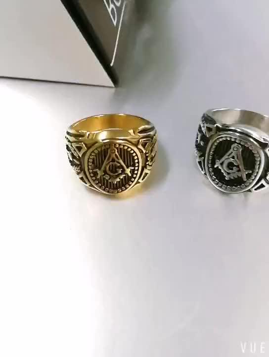 Stainless Steel Masonic Ring For Men Freemason Symbol G Templar