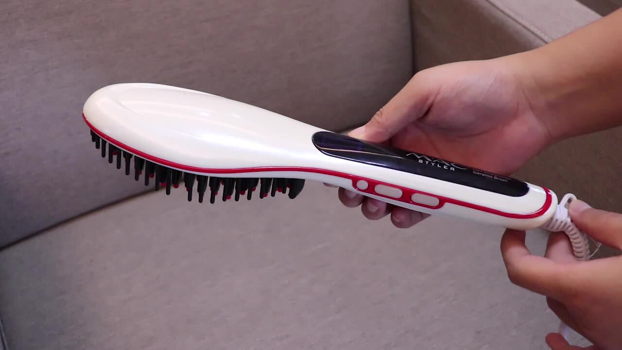 Electric Straightening Brush ホワイト Get Ur Sleek On Hot Straightening Brush