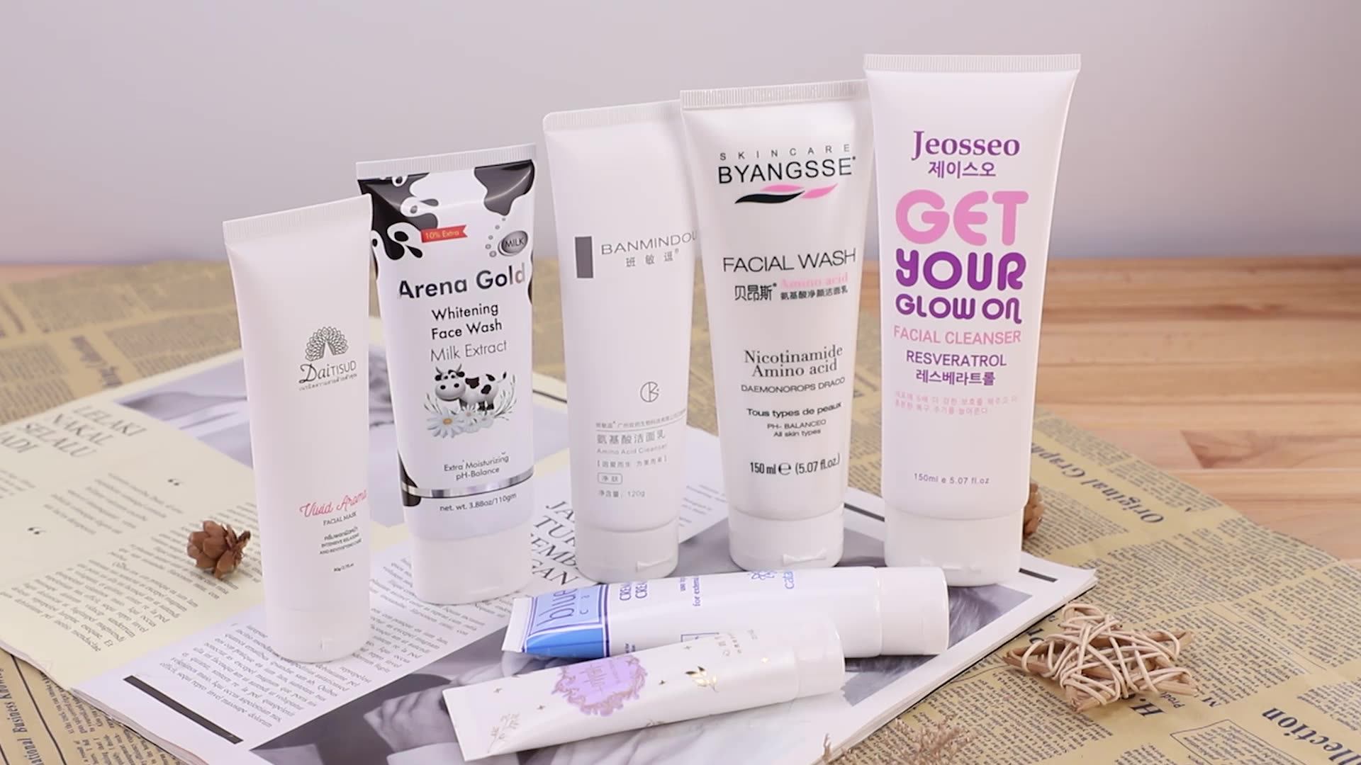 100ml Pink Plastic Packaging Pe Cosmetic Rose Facial Cleanser Tube