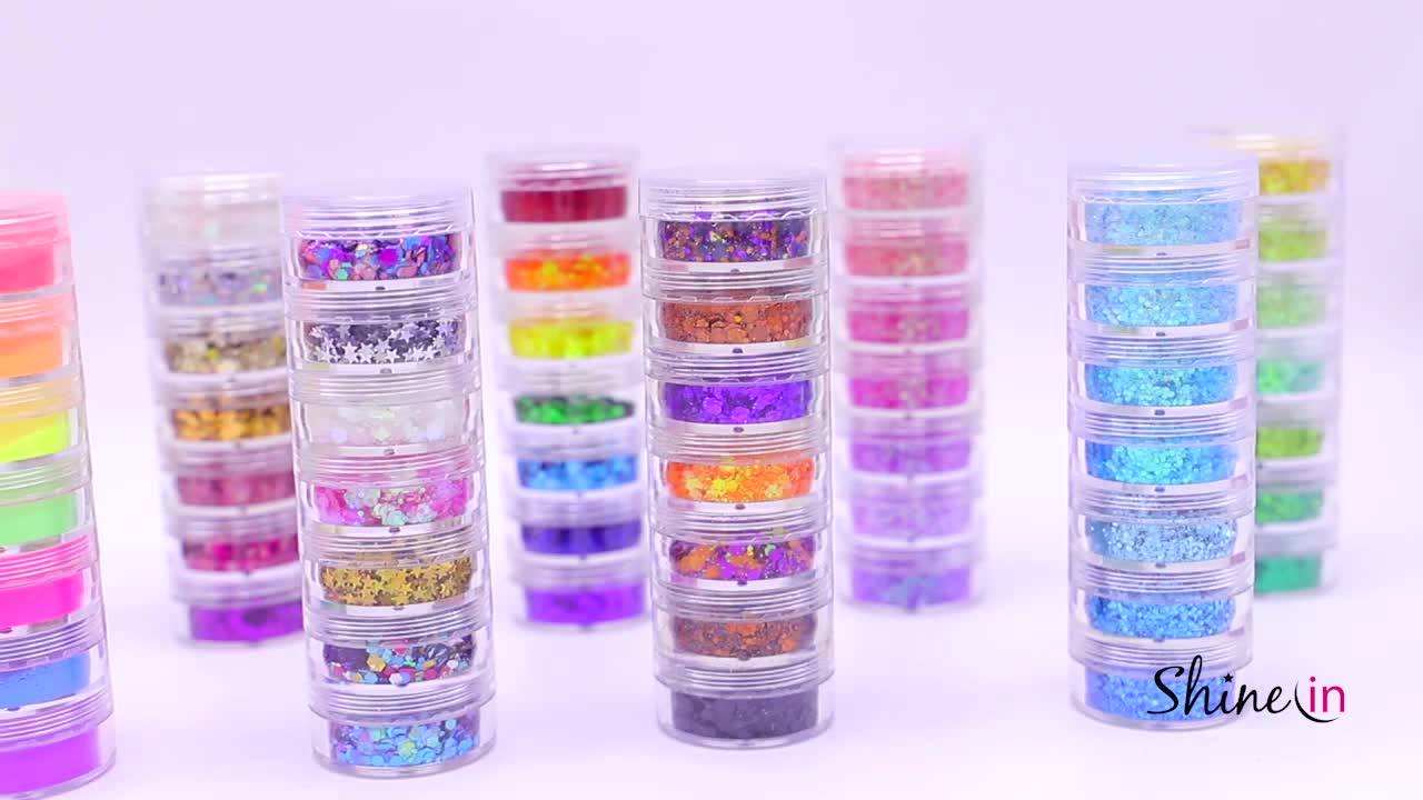 New Arrival Hexagon Holographic Color Cosmetic Glitter Star Shape Face Glitter Face Hair Eye