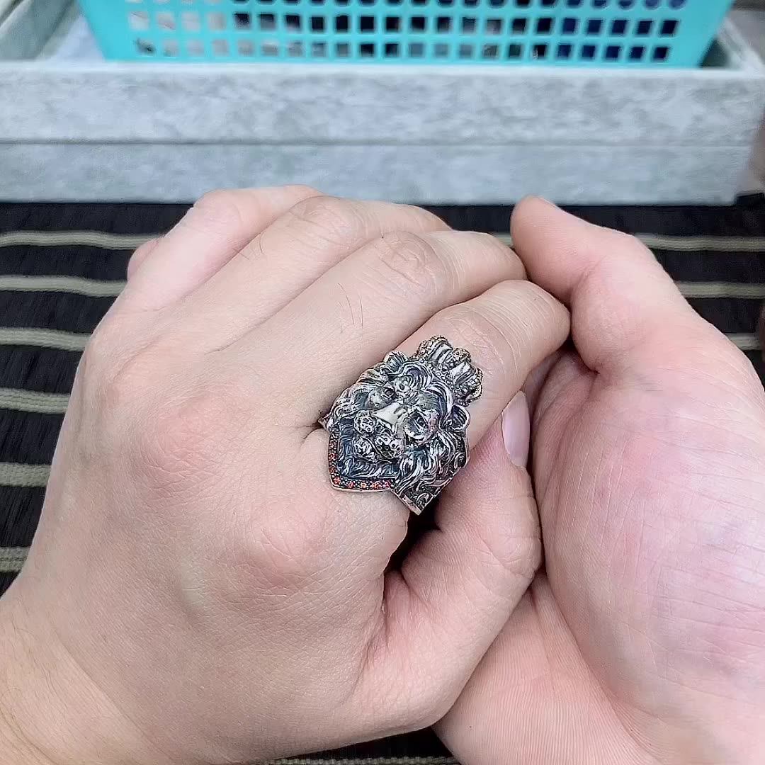 3D Lion Crown Ring For Men - Stainless Steel King Style Hip Hop Punk Jewelry