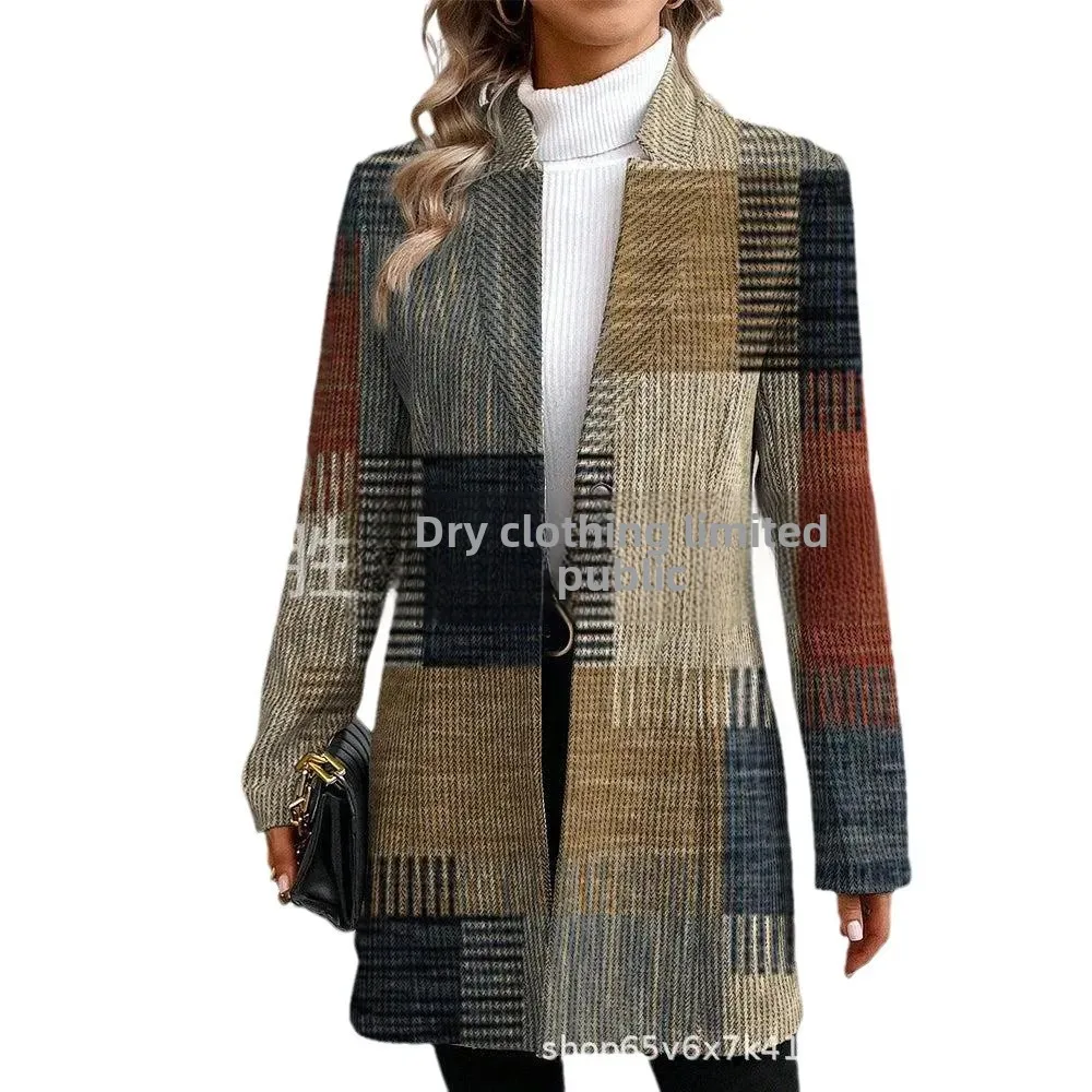 2024 New plus size Women's Solid Color Small Suit Amazon Entering E-commerce Explosions Retro Barge Small Suit