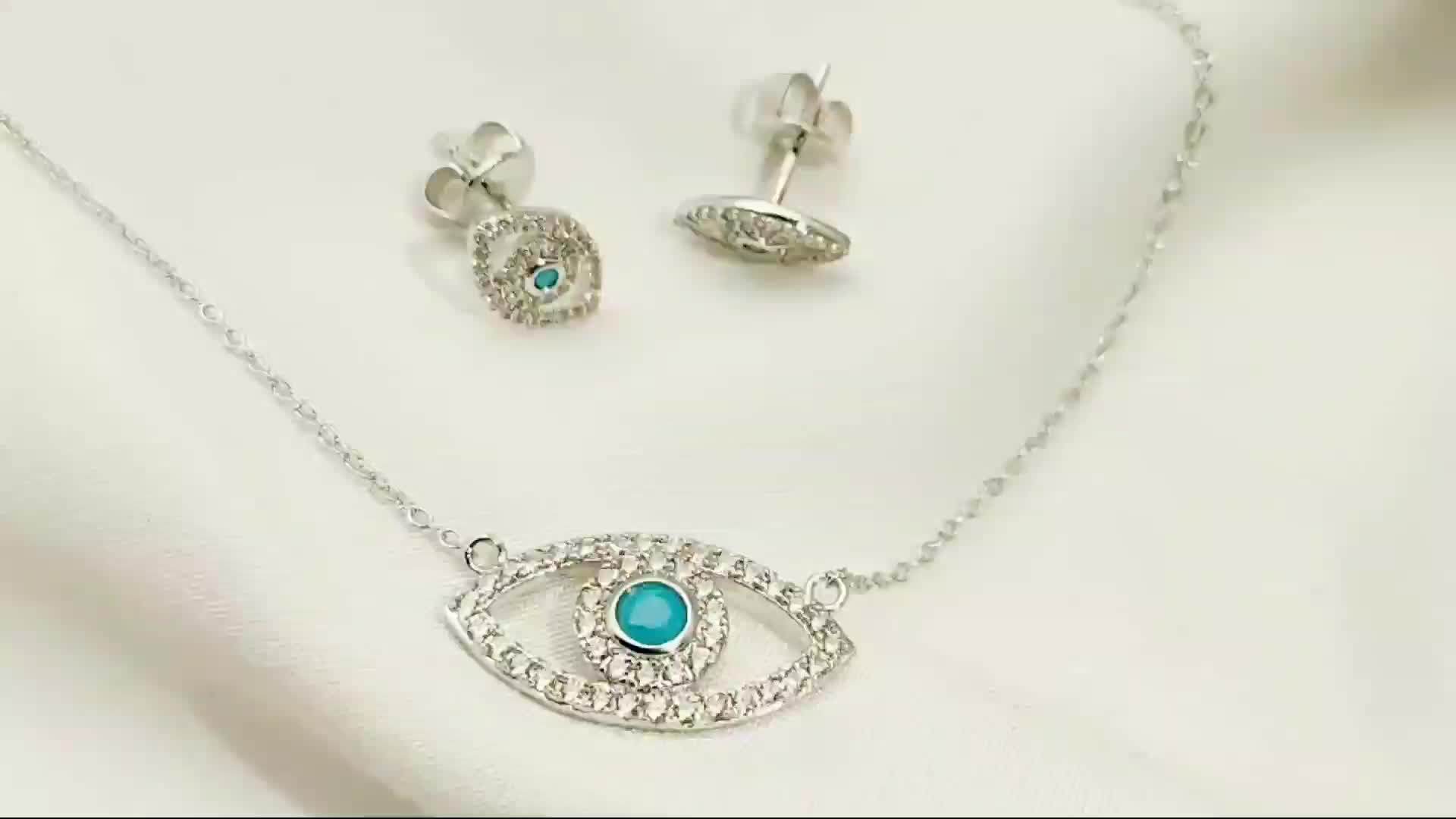 Turkish Jewelry 925 Silver Turquoise Eye Necklace Accessories For Women