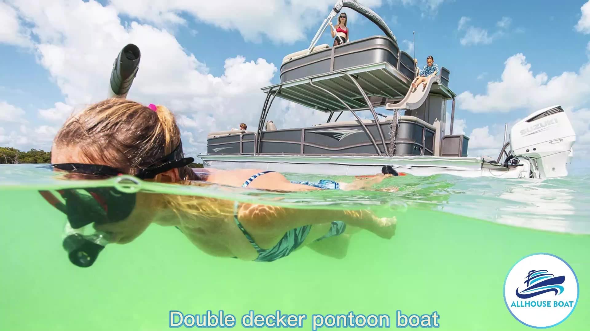 Houseboat 25ft Double Deck Pontoon Boats Double Decker Water Seeking