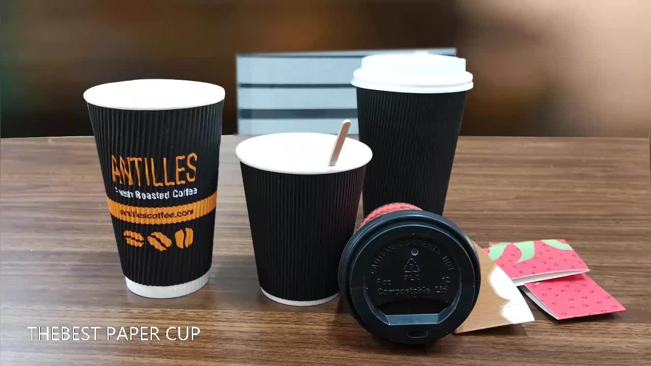 Fast Food Disposable Hot Coffee Paper Cups With Lid 10oz 12oz - Buy ...