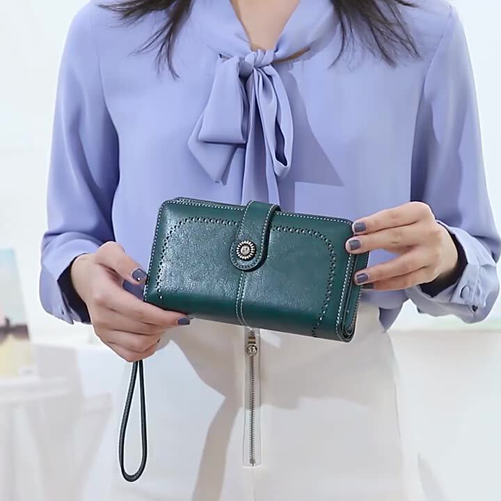 Rfid Protect Prevent Degauss Women Ladies Retro Oil Wax Leather