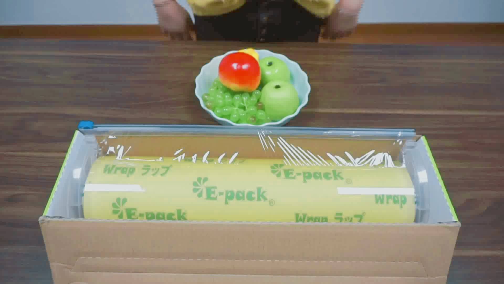 Fresh Wrap Pvc Cling Film Food Packaging Film Color Box With Dispenser