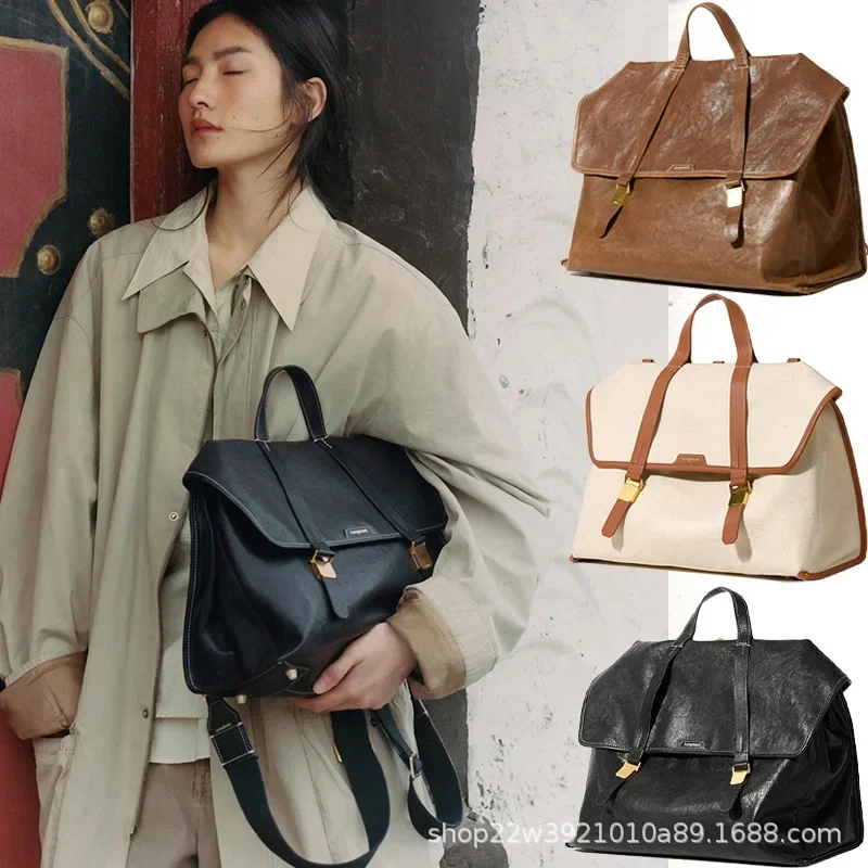 Cross-border Songmont Hillside Songshan Travel Series Travel Briefcase Retro Vegetable Tanned Leather Crossbody Backpack