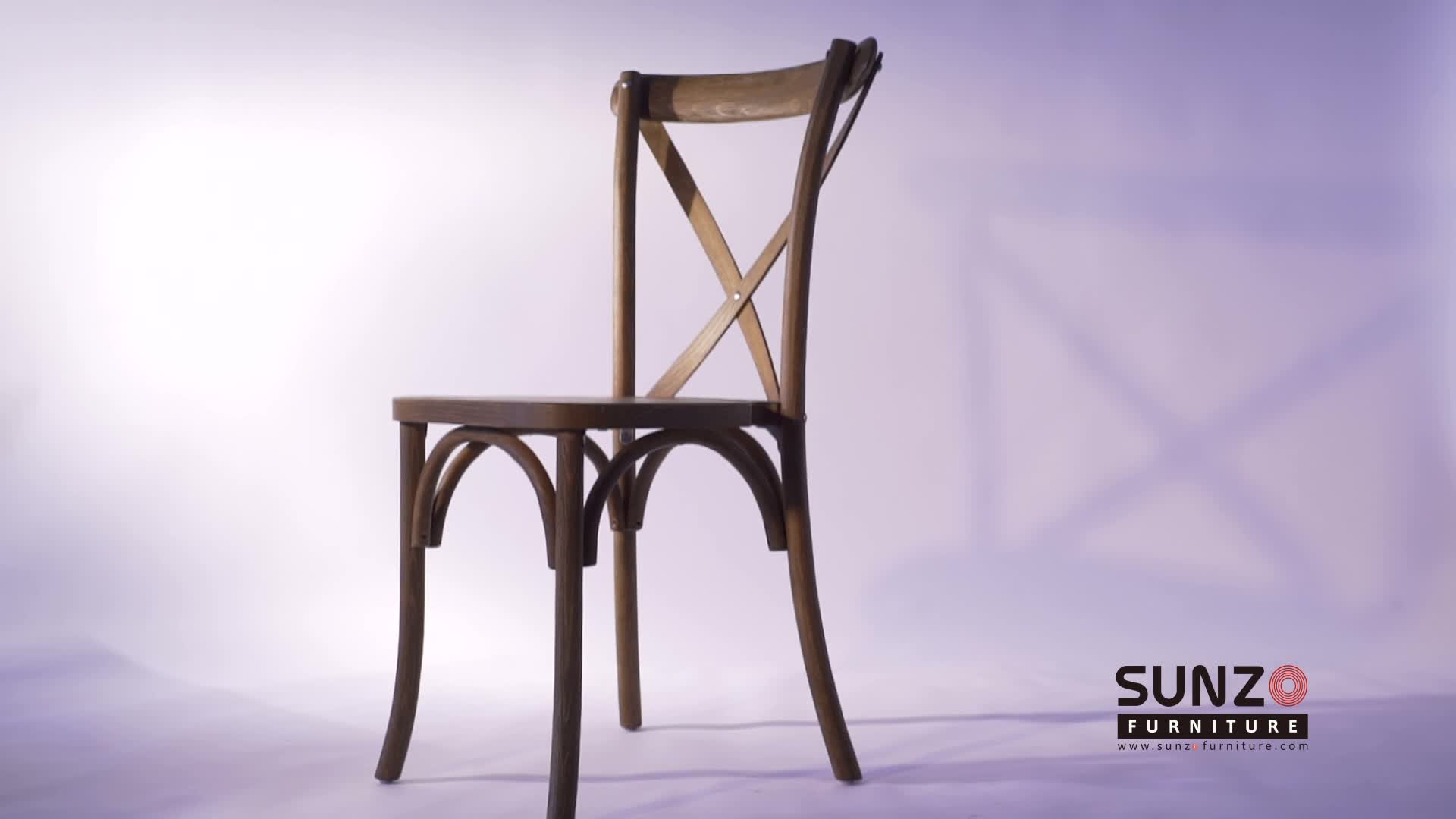 Rental Hire Wedding Used Rustic Beech Wood Cross Back X Back Chair