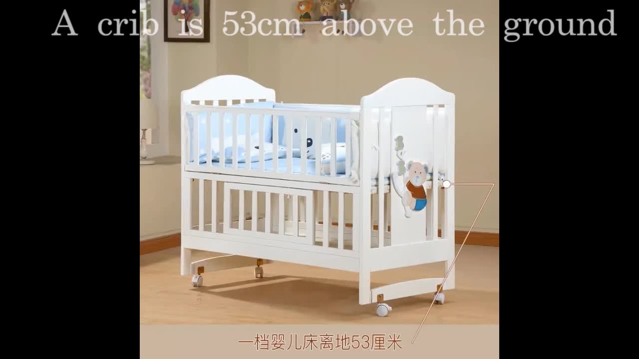 Height Adjustment Simple Design Baby Cot Crib With Mattress And Drawers