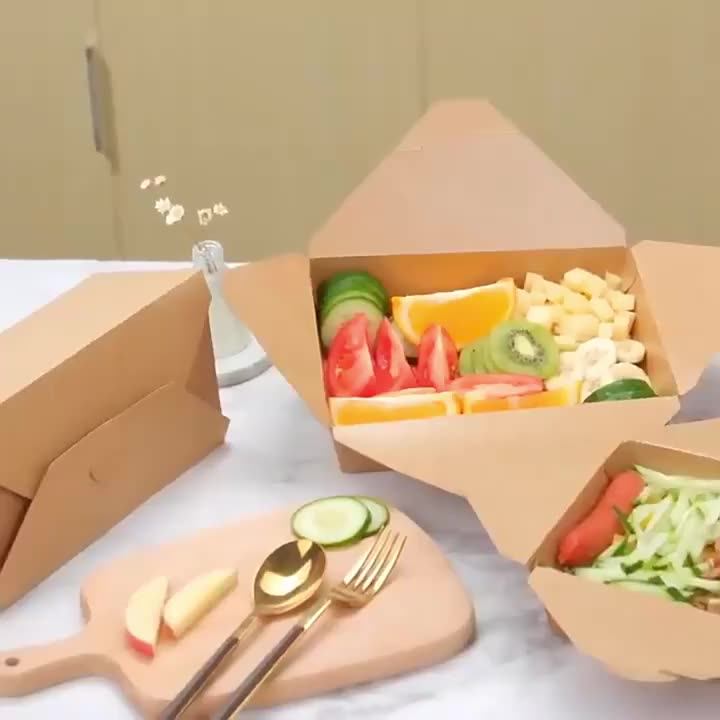 Disposable Cardboard Paper Togo Box With Two Separate Lid For Salad
