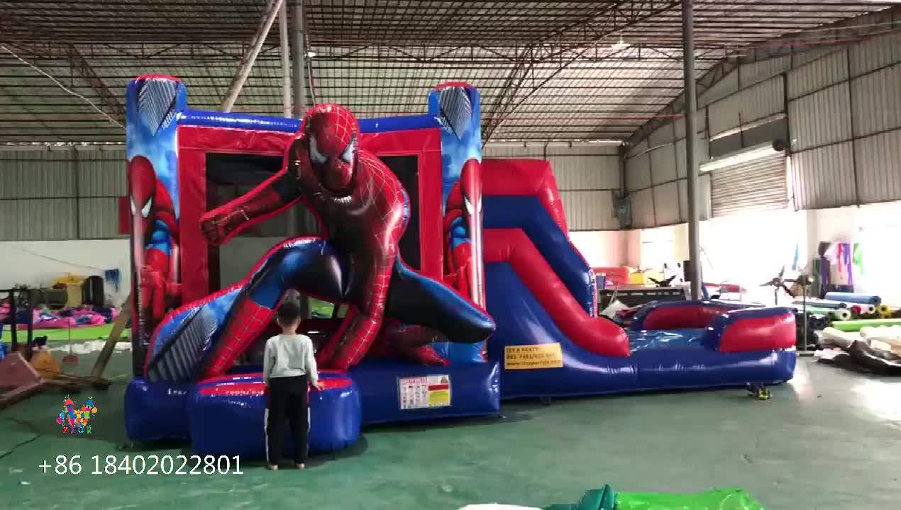 Spider Man Theme Inflatable Bouncy Castle Jumping Castle,Inflatable Bouncing Castle With Slide