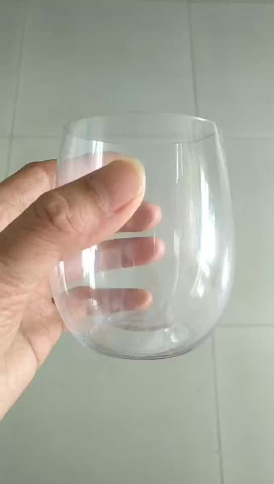 12oz/350ml Pet Plastic Wine Glasses,Stemless Tumbler Shatterproof