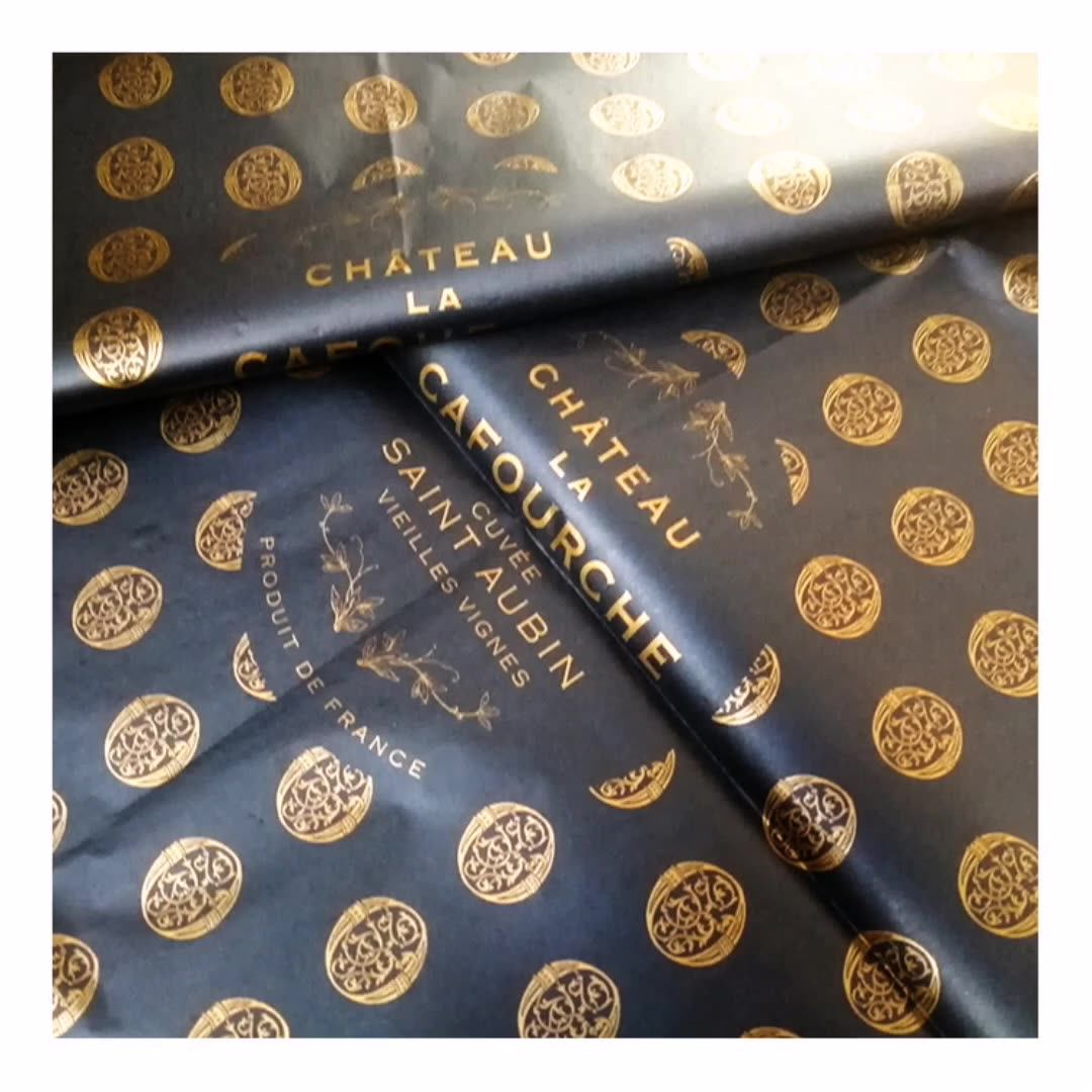 Tp10 Luxury Gold Foil Stamp Printing Black Gift Wrapping Tissue Paper