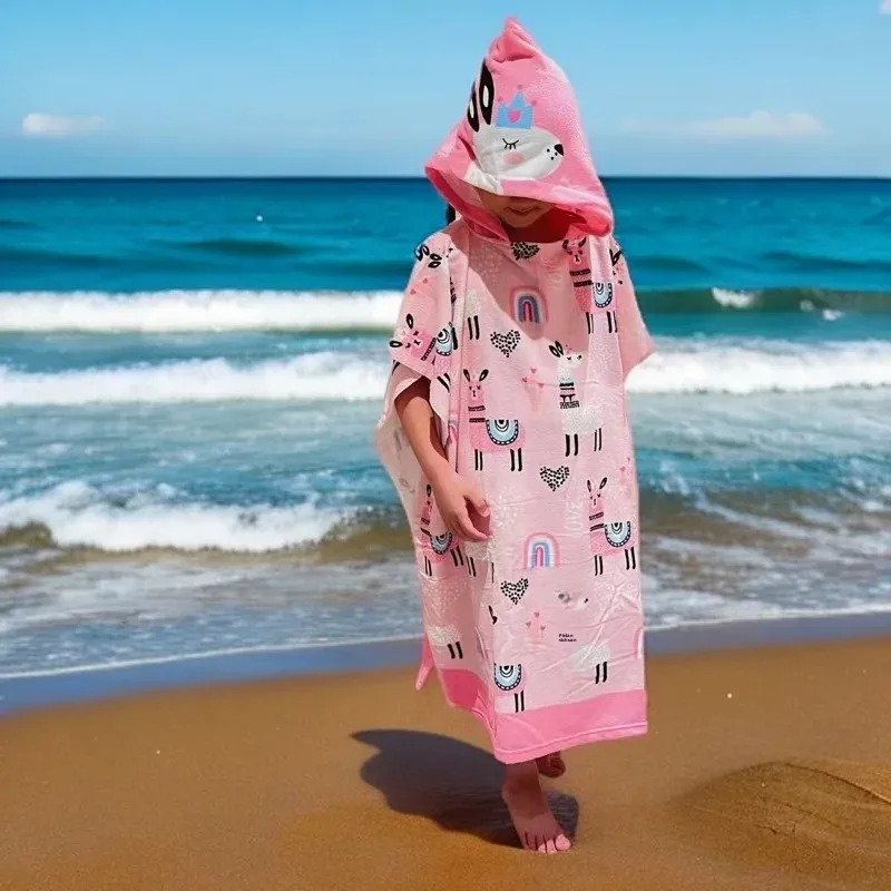 Children's bath towel cloak, baby quick-drying, ultra-fine fiber hooded cute children's cloak bath robe