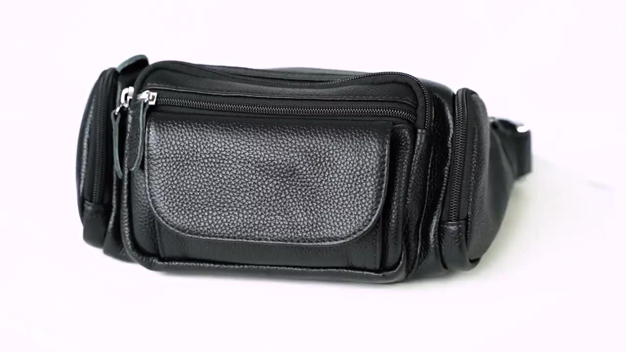 Manufacture Brand Custom Logo Top Grain Leather Black Waterproof