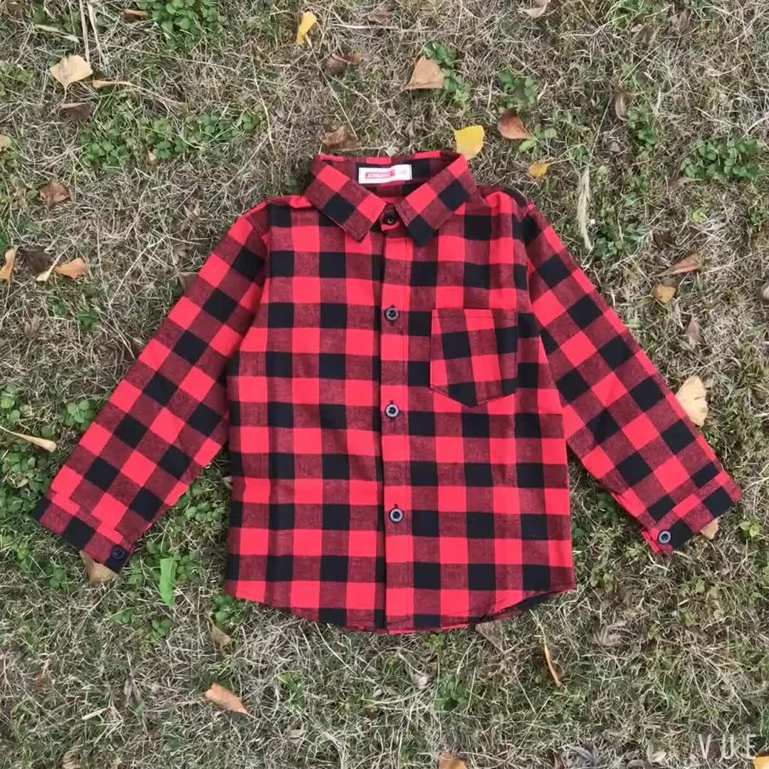 Wholesale Baby Boys' Popular Plaid Shirt With Pocket Buy Baby Boys