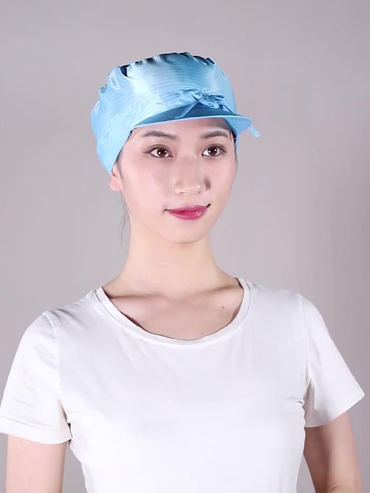 Mũ bướm chống tĩnh điện lưỡi vịt chống bụi nữ công nhân làm việc phòng sạch băng mũ mũ vải trắng nhanh khô 10 miếng mũ y tế mũ trùm đầu y tế 