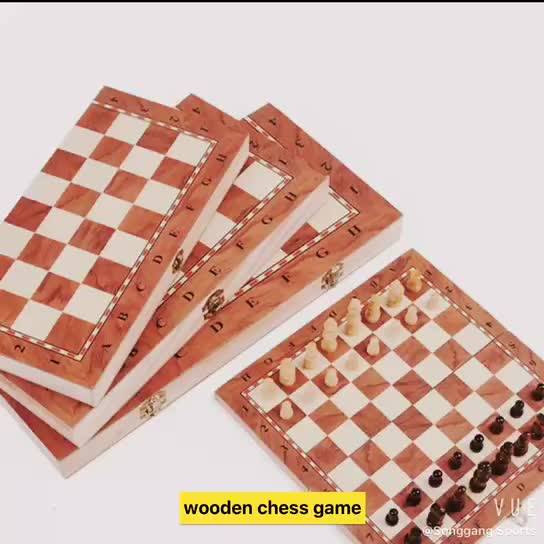 Wholesale Folding Wooden Chess Game 3 In 1 Chess Board Backgammon