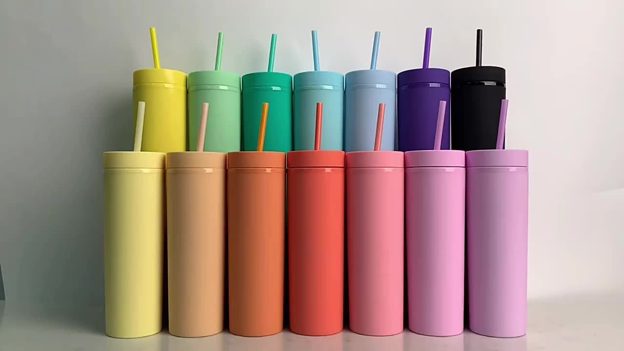 2022 Hot Wholesale Sales 16oz Colored Acrylic Reusable Cups With Lids