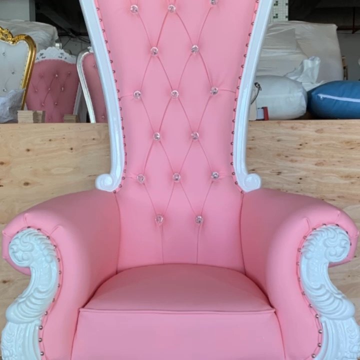 High Back Cheaper Pink Throne Chairs Luxury Wedding Chair For Groom And