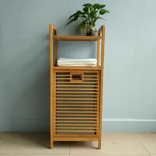 Natural Color Folding Bamboo Laundry Basket For Home Bamboo Organizer