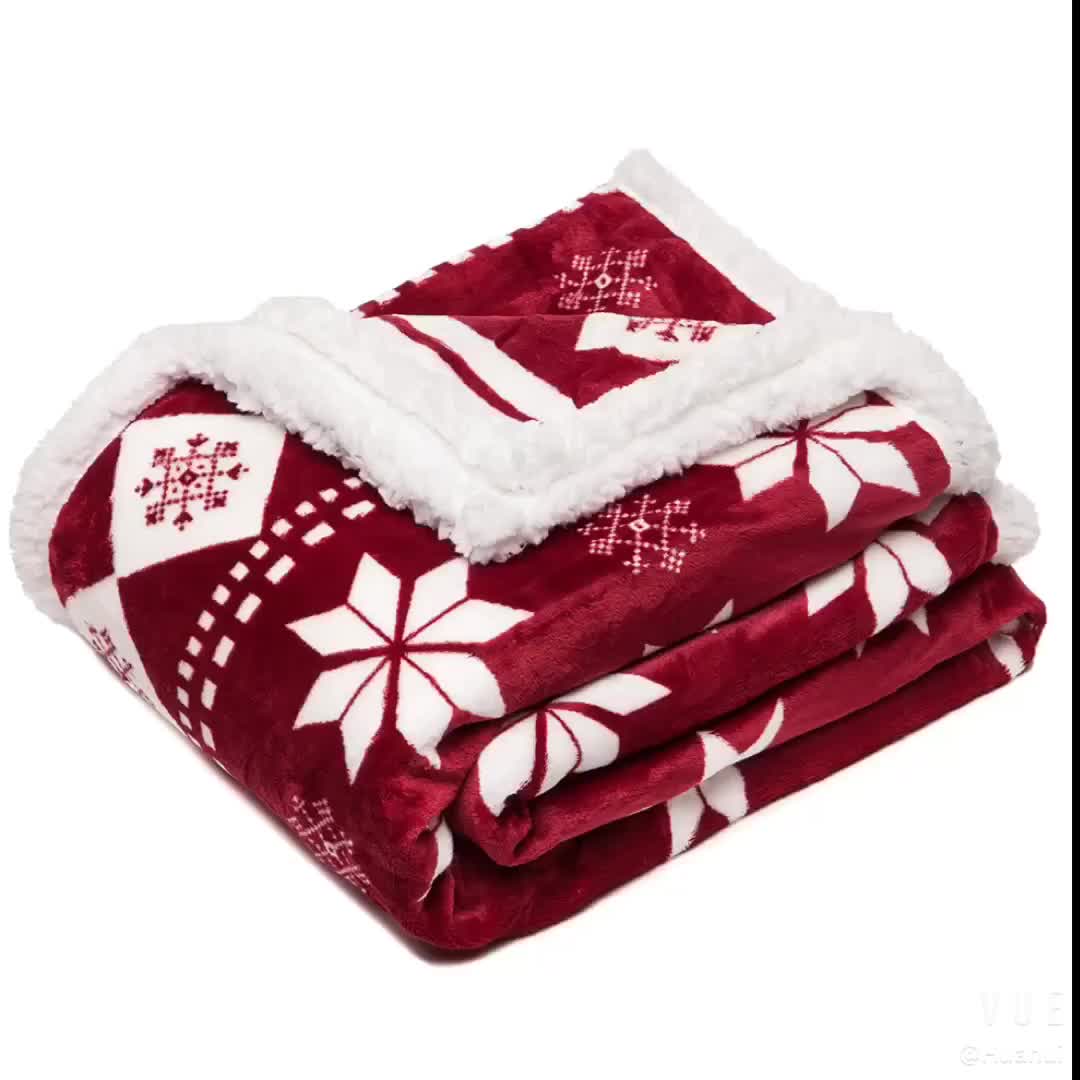 Wholesale Customized Thick Fluffy Christmas Gift Double Layer Flannel