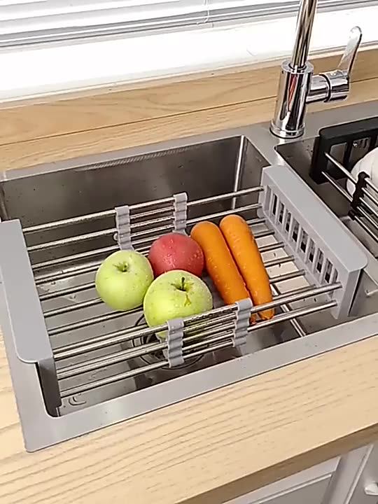 Adjustable Sink Dish Drainers Drain Basket Kitchen Organizer Stainless