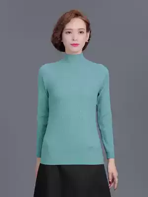 2021 new autumn and winter 100% pure Kashmir wool half high collar pullover short Korean loose sweater women's base shirt