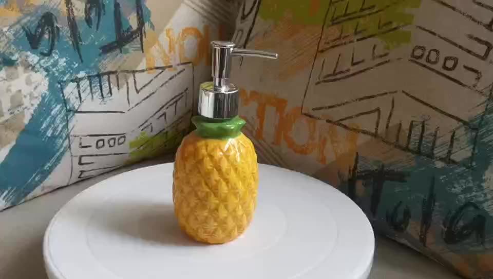 Soap Dispenser Ceramic Pineapple Design Bathroom Dispenser Handpainting