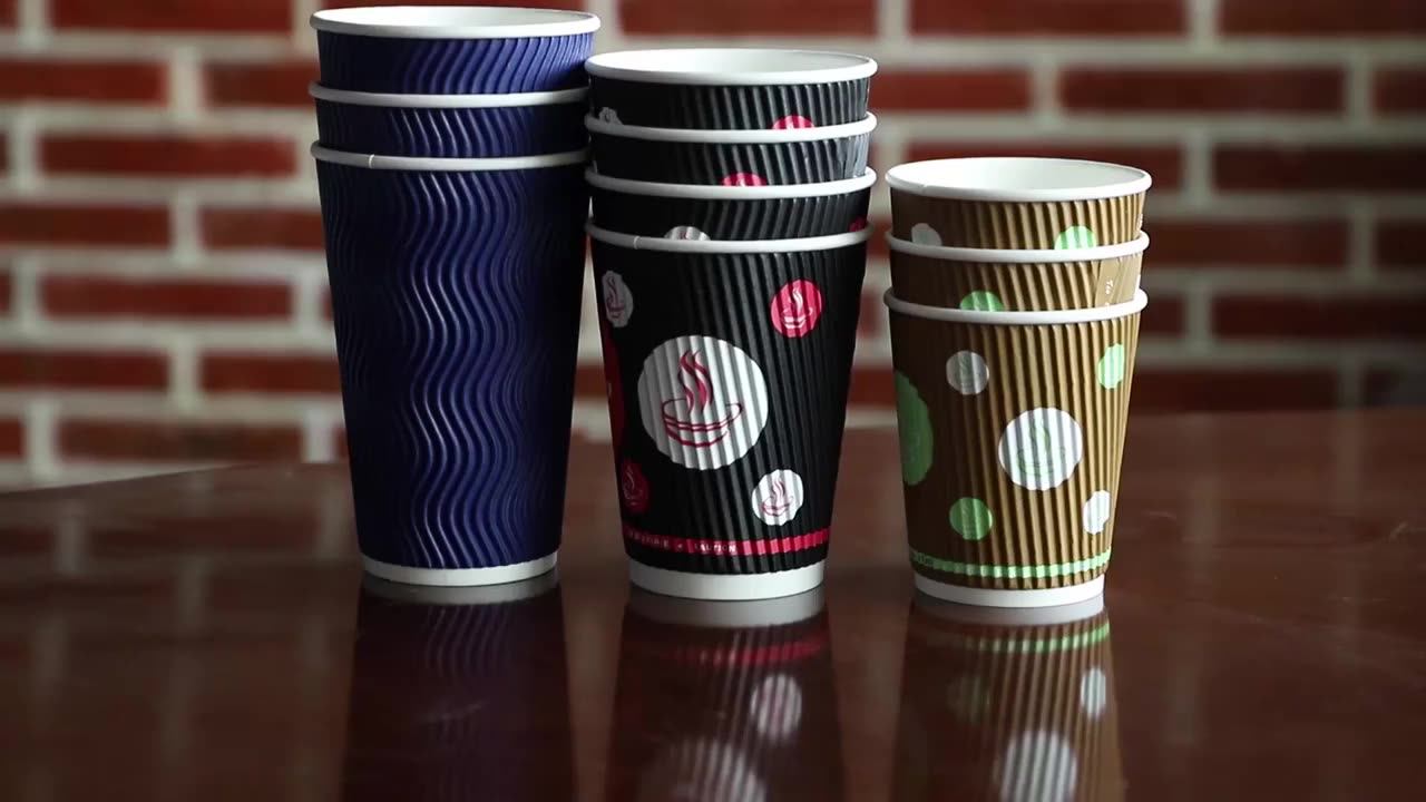 Gold Foil Stamping Black Coffee Cup Disposable Cup Takeaway Double Wall ...