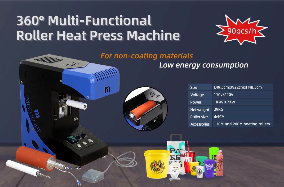 Mecolour Plastic Cup Pen Bottle Printing Roller Heat Press Transfer