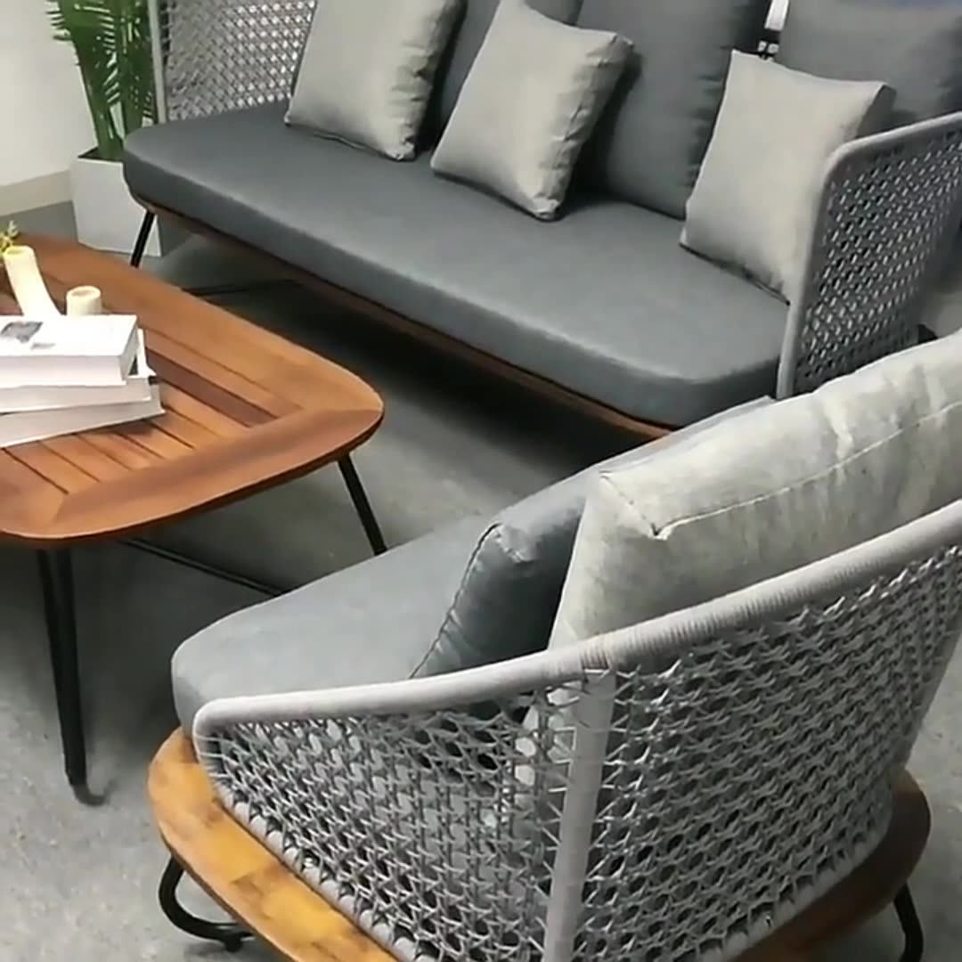 Foshan Factory Direct Sales Outdoor Rattan Anticorrosion Wood Sofa Tea