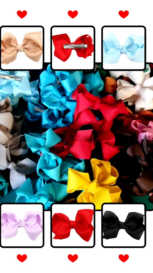 25 Bulk Ribbon Hair Bows For Girls Pure Color 3 Inch Buy Hair Bow