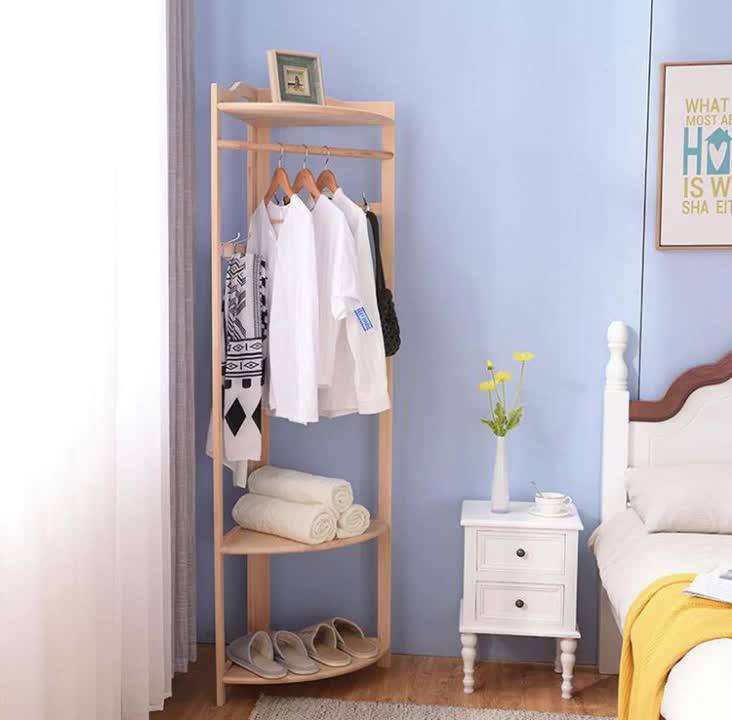 All Solid Wood Corner Coat Rack Bedroom Floor Triangle Hanger Buy