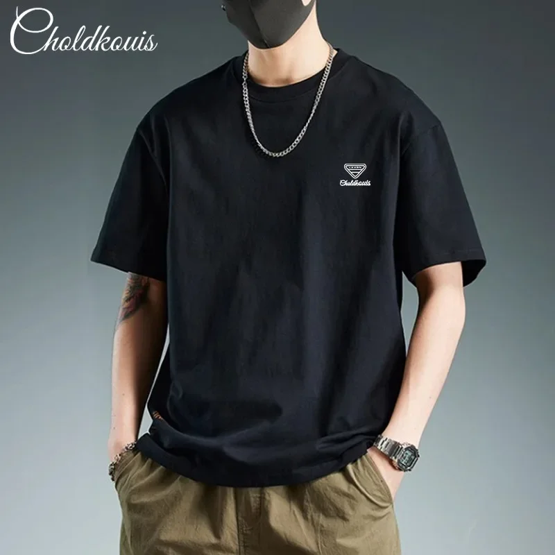 Short-sleeve T-shirt for men, new summer fashion brand, American retro, heavy trend, 7.5-inch sleeve, pure cotton clothing