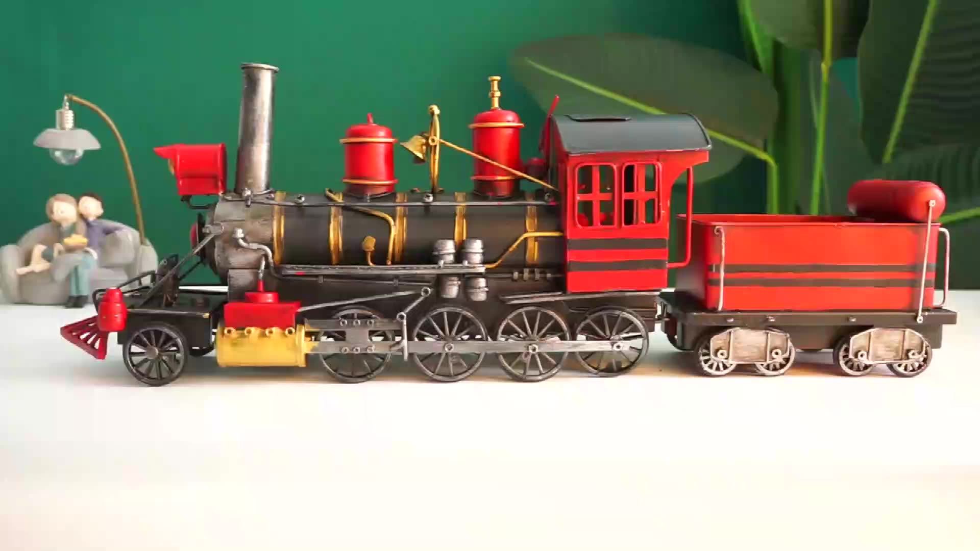 Handmade Steam Train Model Creative Vintage Metal Craft