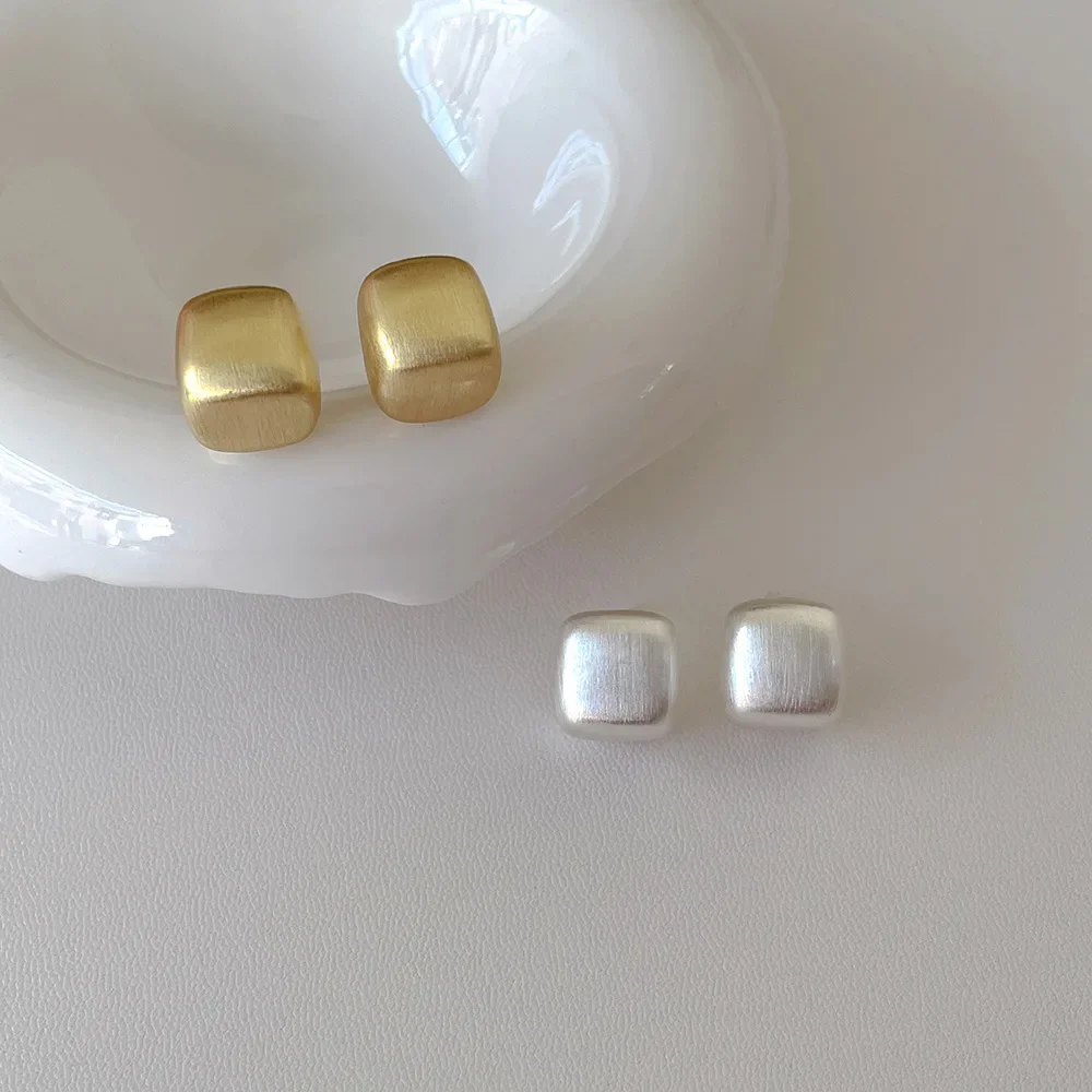 Matte retro small design fashionable elegant earrings