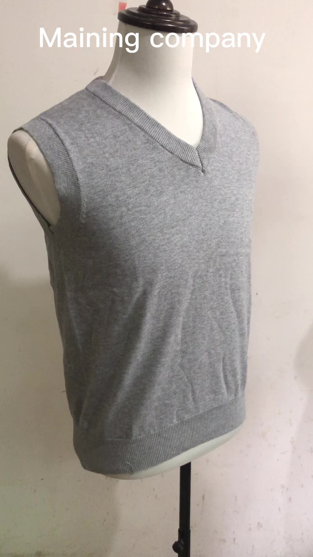 批发棉v领套头衫无袖纯色商务针织冬季男士毛衣背心, image size:1080x1920