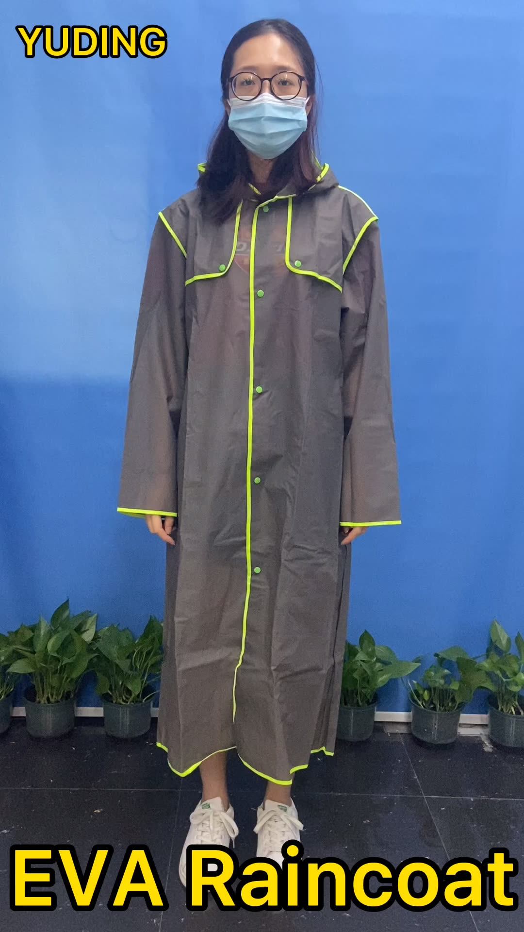 Men Fashion Raincoat Waterproof Cartoon Printed Eva Rain Jacket